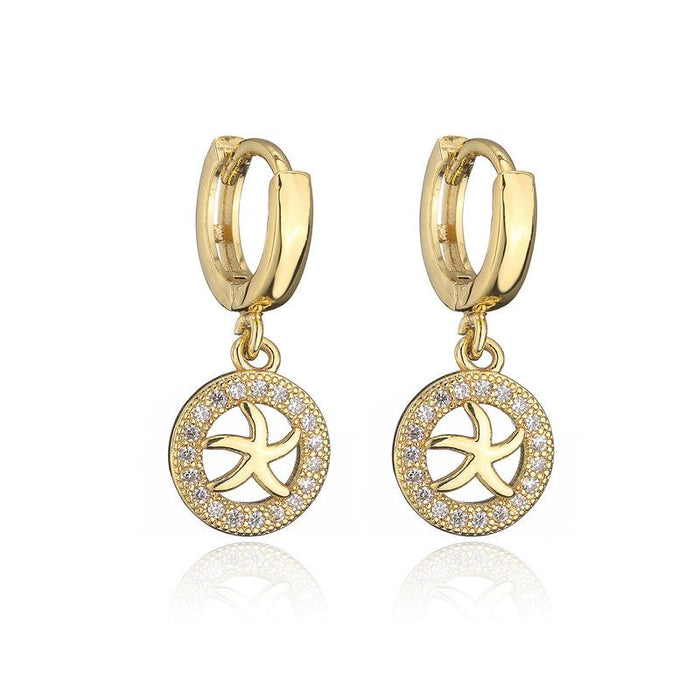 Wholesale gold copper inlaid zircon starfish earrings JDC-ES-ag050 Earrings JoyasDeChina 40896 Wholesale Jewelry JoyasDeChina Joyas De China