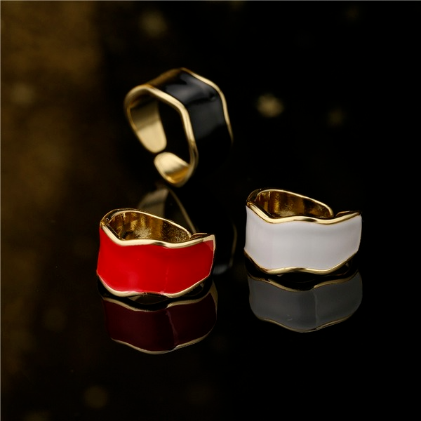 Bulk Jewelry Wholesale gold copper irregular geometric tricolor drip oil opening ring JDC-RS-ag015 Wholesale factory from China YIWU China