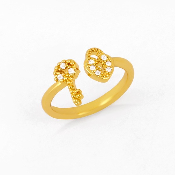 Bulk Jewelry Wholesale gold copper key lock opening ring JDC-RS-AS035 Wholesale factory from China YIWU China