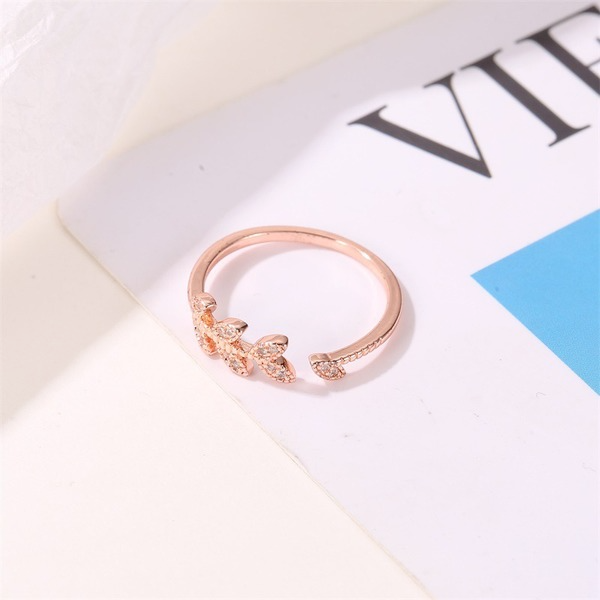 Bulk Jewelry Wholesale gold copper leaf zircon ring JDC-RS-D044 Wholesale factory from China YIWU China