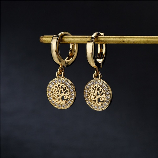 Bulk Jewelry Wholesale gold copper Life Tree micro inlaid Earrings JDC-ES-ag046 Wholesale factory from China YIWU China