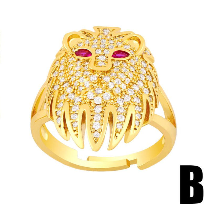 Bulk Jewelry Wholesale gold copper lion head ring JDC-RS-AS046 Wholesale factory from China YIWU China