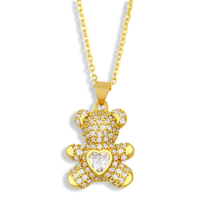 Bulk Jewelry Wholesale gold copper love Bear Necklaces JDC-NE-AS203 Wholesale factory from China YIWU China
