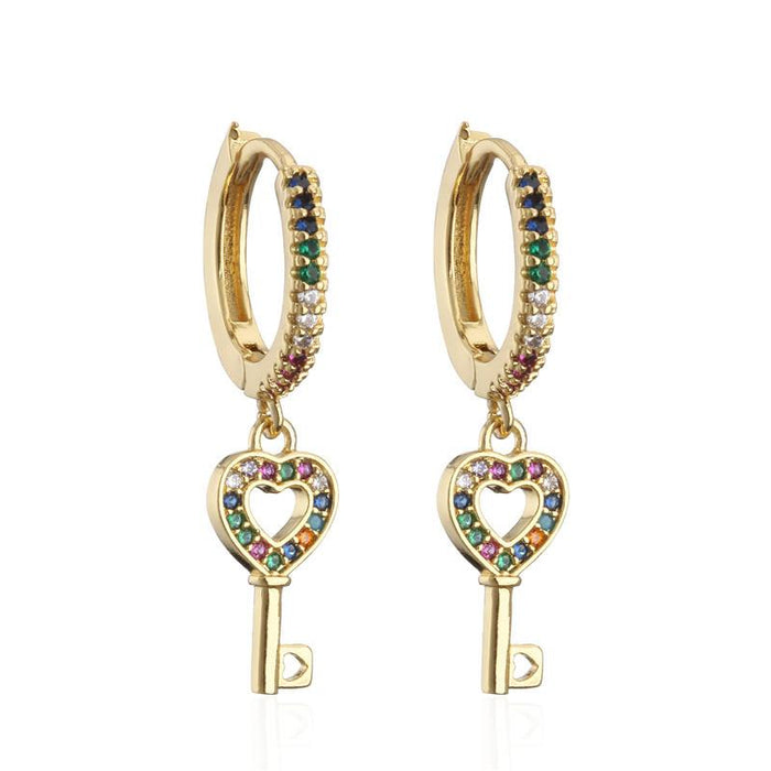 Wholesale gold copper love key earrings JDC-ES-ag065 Earrings JoyasDeChina 40847 Wholesale Jewelry JoyasDeChina Joyas De China