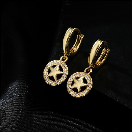 Bulk Jewelry Wholesale gold copper micro-embelled five-pointed star earrings JDC-ES-ag036 Wholesale factory from China YIWU China