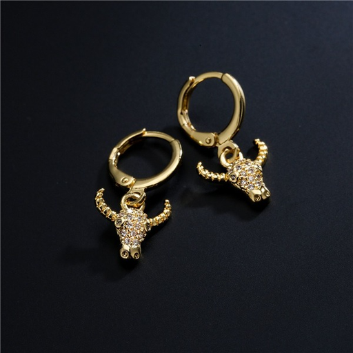 Bulk Jewelry Wholesale gold copper micro-encrusted zircon cow head earrings JDC-ES-ag053 Wholesale factory from China YIWU China