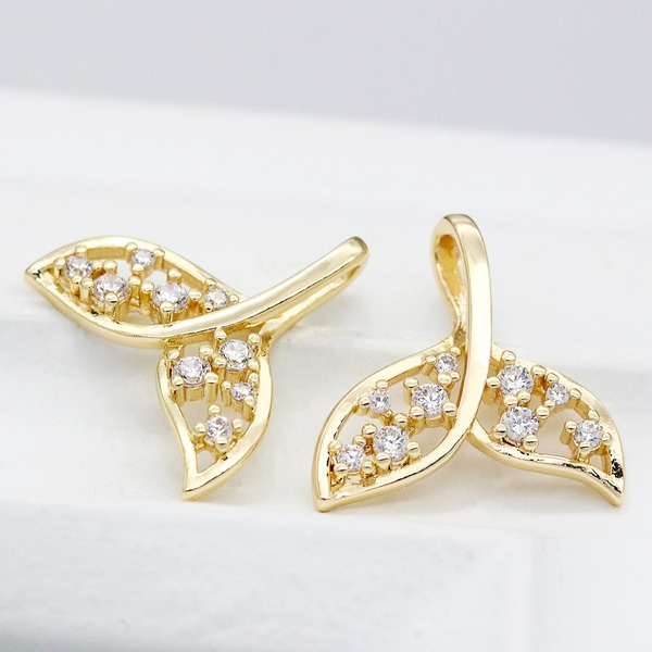 Bulk Jewelry Wholesale gold copper micro-encrusted zircon dolphin tail charms JDC-CS-ZX017 Wholesale factory from China YIWU China