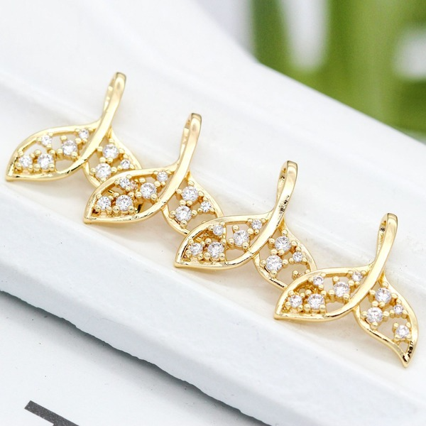 Bulk Jewelry Wholesale gold copper micro-encrusted zircon dolphin tail charms JDC-CS-ZX017 Wholesale factory from China YIWU China