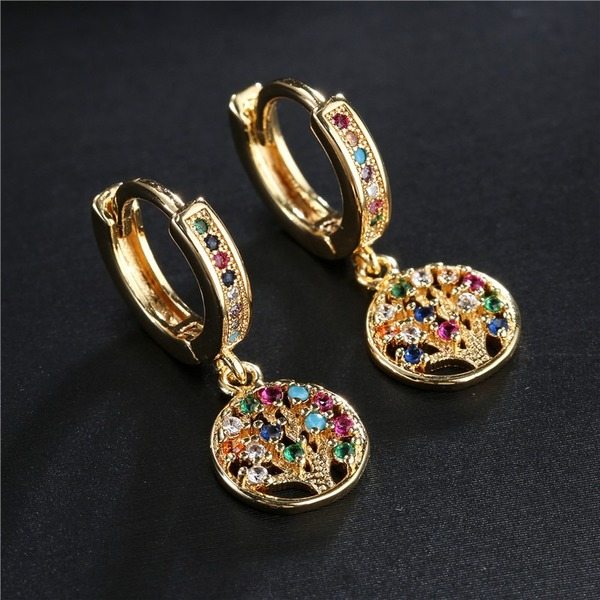 Bulk Jewelry Wholesale gold copper micro-encrusted zircon life tree earrings JDC-ES-ag061 Wholesale factory from China YIWU China