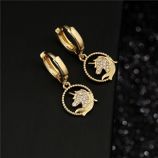 Bulk Jewelry Wholesale gold copper micro-encrusted zircon unicorn earrings JDC-ES-ag018 Wholesale factory from China YIWU China