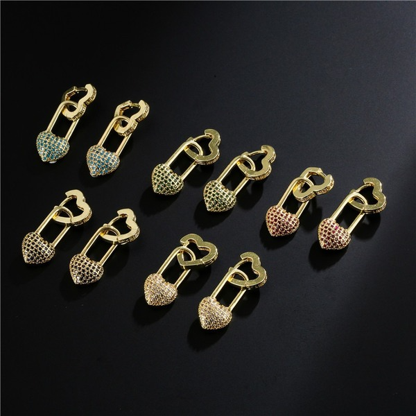 Bulk Jewelry Wholesale gold copper micro inlaid AAA zircon Double Love Earrings JDC-ES-ag082 Wholesale factory from China YIWU China