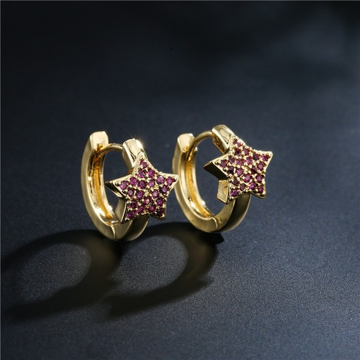 Bulk Jewelry Wholesale gold copper micro inlaid AAA zircon five pointed star Earrings JDC-ES-ag079 Wholesale factory from China YIWU China