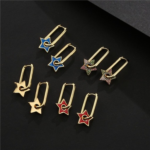 Bulk Jewelry Wholesale gold copper micro inlaid Five Star Earrings JDC-ES-ag088 Wholesale factory from China YIWU China
