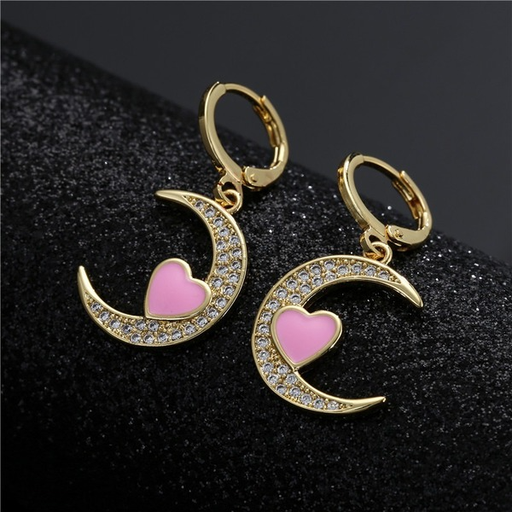 Bulk Jewelry Wholesale gold copper micro-inlaid love moon drop earrings JDC-ES-ag074 Wholesale factory from China YIWU China