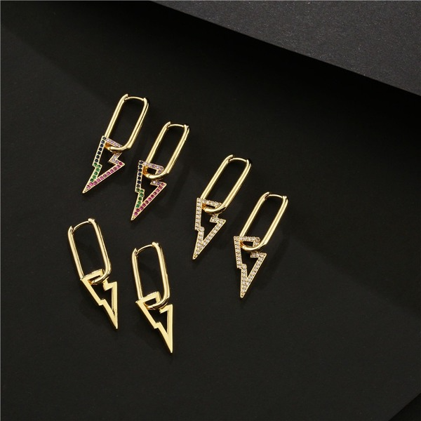 Bulk Jewelry Wholesale gold copper micro inlaid oil drop lightning Earrings JDC-ES-ag091 Wholesale factory from China YIWU China