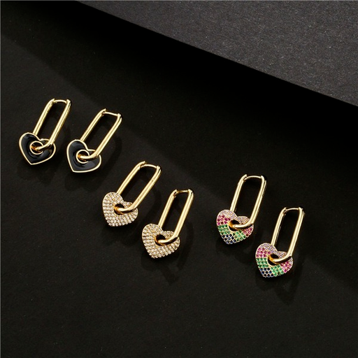 Bulk Jewelry Wholesale gold copper micro inlaid oil drop Love Earrings JDC-ES-ag092 Wholesale factory from China YIWU China