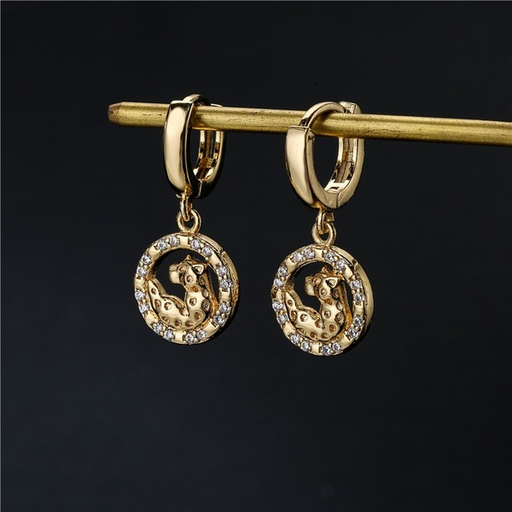 Bulk Jewelry Wholesale gold copper micro inlaid zircon cute leopard Earrings JDC-ES-ag045 Wholesale factory from China YIWU China