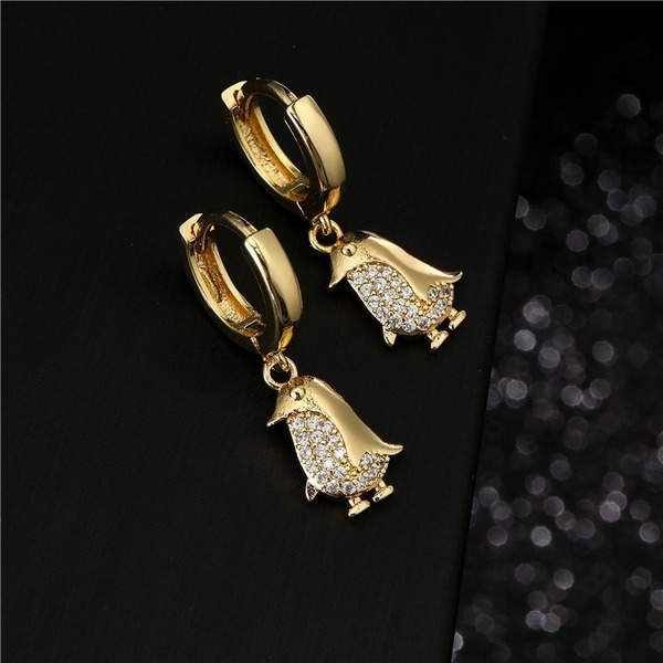 Bulk Jewelry Wholesale gold copper micro inlaid zircon cute penguin Earrings JDC-ES-ag004 Wholesale factory from China YIWU China