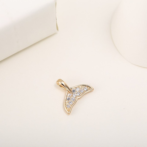 Bulk Jewelry Wholesale gold copper micro inlaid zircon fish tail charms JDC-CS-ZX003 Wholesale factory from China YIWU China