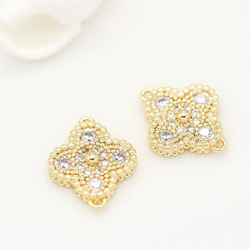 Bulk Jewelry Wholesale gold copper micro inlaid zircon four-leaf flower charms JDC-CS-ZX016 Wholesale factory from China YIWU China