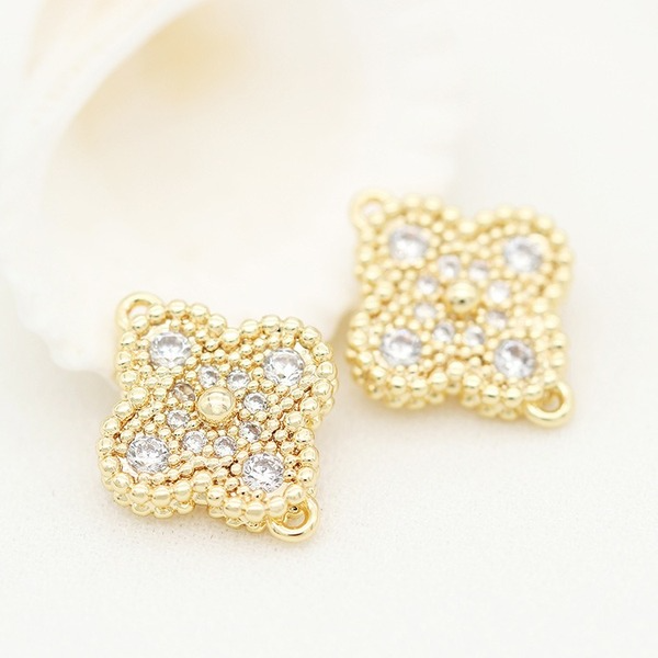 Bulk Jewelry Wholesale gold copper micro inlaid zircon four-leaf flower charms JDC-CS-ZX016 Wholesale factory from China YIWU China
