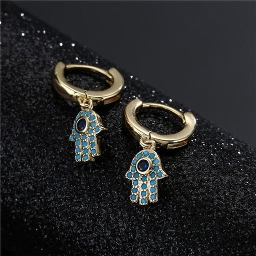Bulk Jewelry Wholesale gold copper micro inlaid zircon HASAM palm earrings JDC-ES-ag062 Wholesale factory from China YIWU China