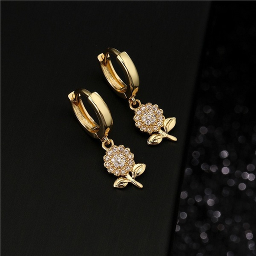 Bulk Jewelry Wholesale gold copper micro inlaid zircon sunflower earrings JDC-ES-ag005 Wholesale factory from China YIWU China