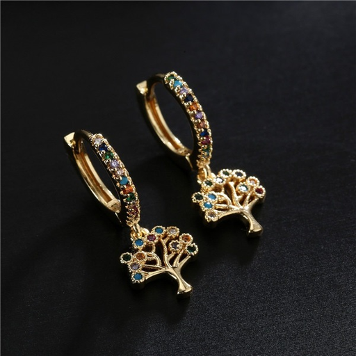 Bulk Jewelry Wholesale gold copper micro inlaid zircon tree of life Earrings JDC-ES-ag064 Wholesale factory from China YIWU China