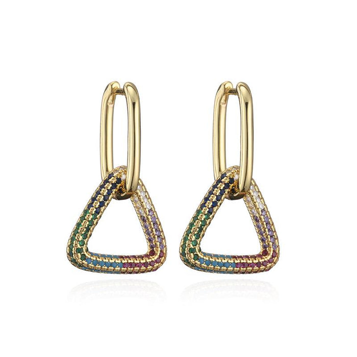 Wholesale gold copper micro inlaid zirconium Triangle Earrings JDC-ES-ag056 Earrings JoyasDeChina 40861 Wholesale Jewelry JoyasDeChina Joyas De China