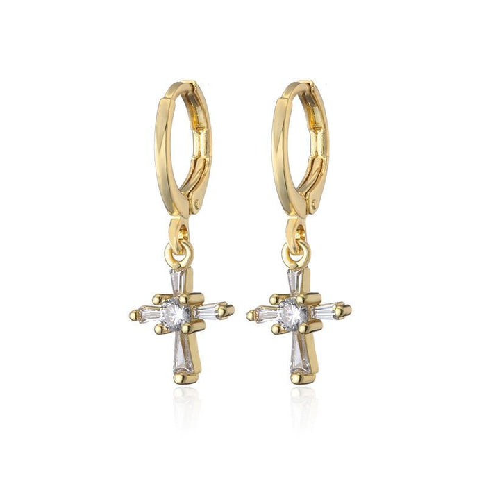 Wholesale gold copper micro-set AAA zircon cross cross earrings JDC-ES-ag078 Earrings JoyasDeChina 40789 Wholesale Jewelry JoyasDeChina Joyas De China