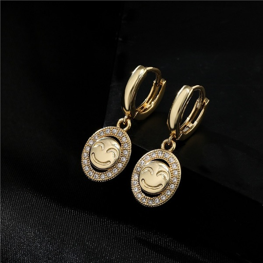 Bulk Jewelry Wholesale gold copper micro-set cute smiley face expression earrings JDC-ES-ag048 Wholesale factory from China YIWU China