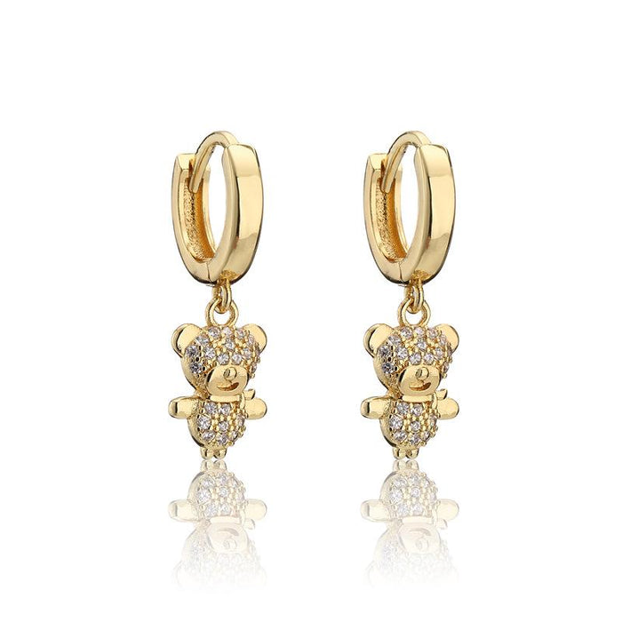 Wholesale gold copper micro-set zircon cute bear earrings JDC-ES-ag016 Earrings JoyasDeChina 40941 Wholesale Jewelry JoyasDeChina Joyas De China