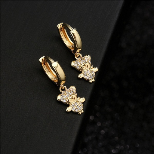 Bulk Jewelry Wholesale gold copper micro-set zircon cute bear earrings JDC-ES-ag016 Wholesale factory from China YIWU China