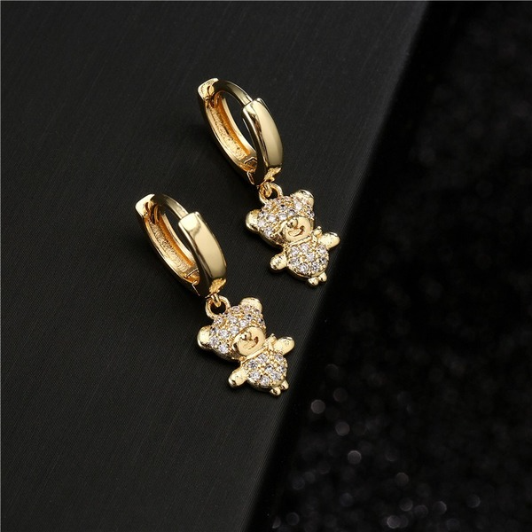 Bulk Jewelry Wholesale gold copper micro-set zircon cute bear earrings JDC-ES-ag016 Wholesale factory from China YIWU China