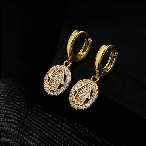 Bulk Jewelry Wholesale gold copper micro set zircon full diamond lucky palm Earrings JDC-ES-ag037 Wholesale factory from China YIWU China