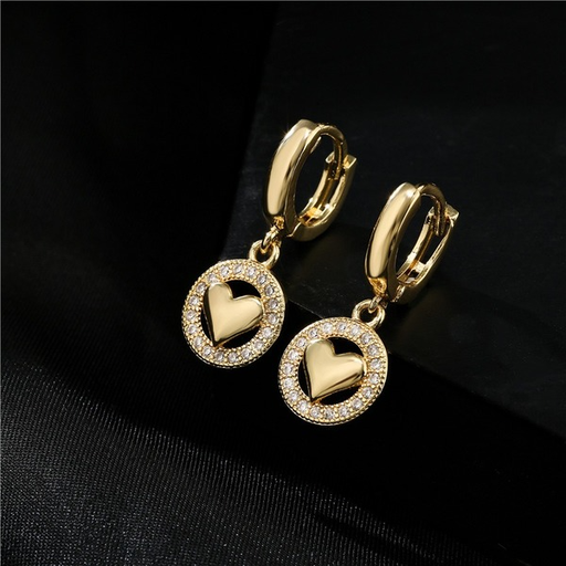 Bulk Jewelry Wholesale gold copper micro-set zircon love shape earrings JDC-ES-ag034 Wholesale factory from China YIWU China