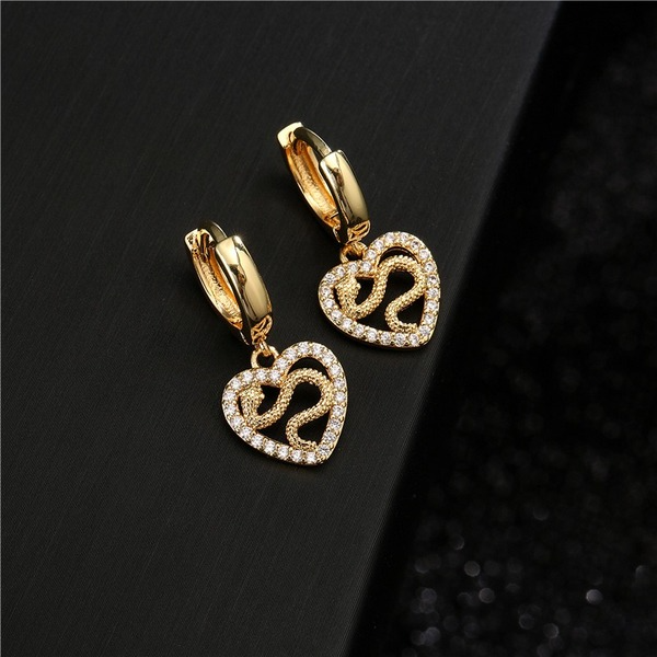 Bulk Jewelry Wholesale gold copper micro-set zircon love snake earrings JDC-ES-ag017 Wholesale factory from China YIWU China