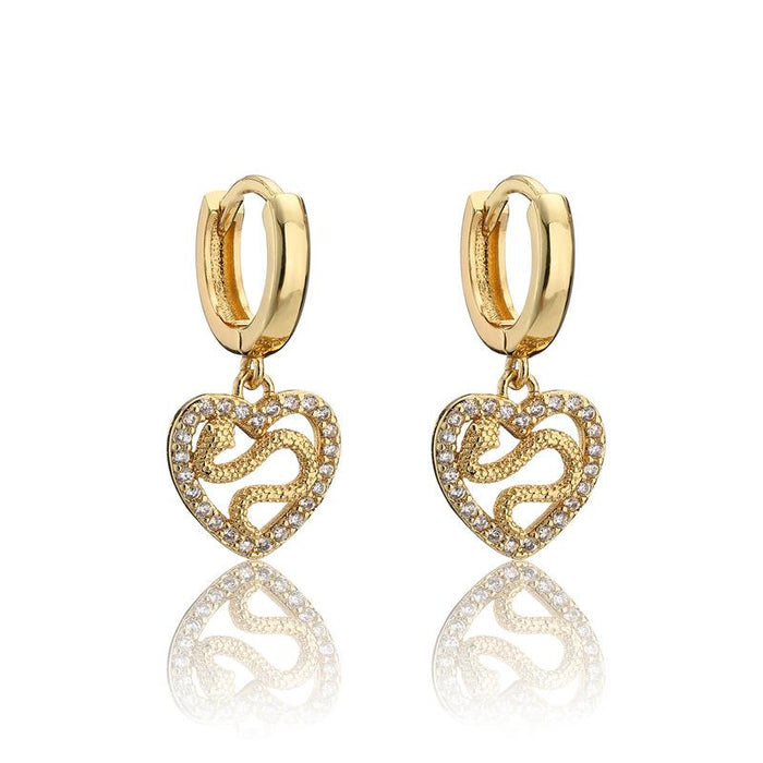Wholesale gold copper micro-set zircon love snake earrings JDC-ES-ag017 Earrings JoyasDeChina 40942 Wholesale Jewelry JoyasDeChina Joyas De China