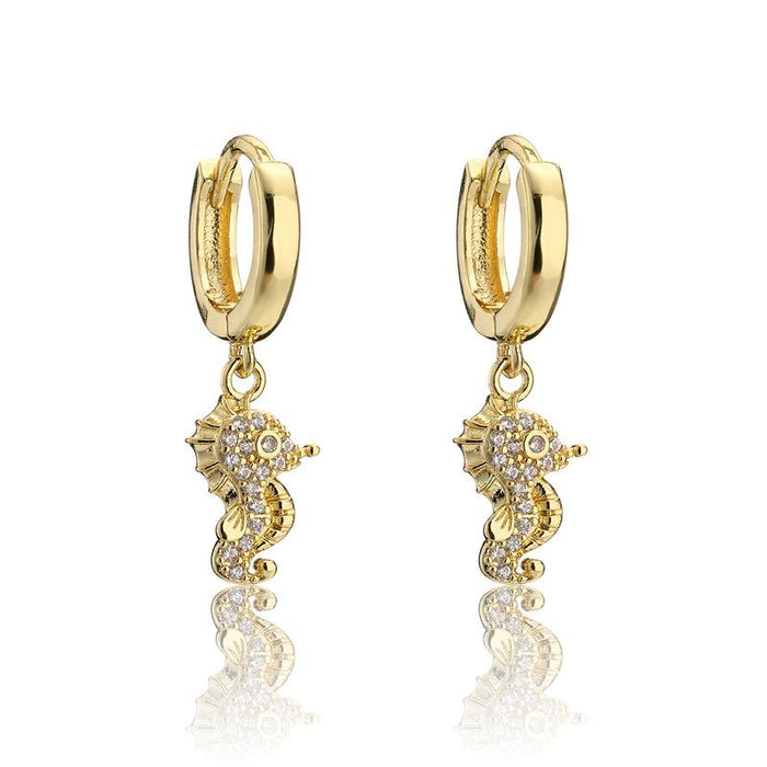 Wholesale gold copper micro-set zircon sea horse earrings JDC-ES-ag006 Earrings JoyasDeChina 40943 Wholesale Jewelry JoyasDeChina Joyas De China