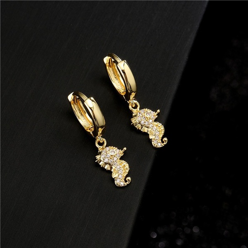 Bulk Jewelry Wholesale gold copper micro-set zircon sea horse earrings JDC-ES-ag006 Wholesale factory from China YIWU China