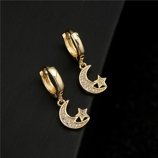 Bulk Jewelry Wholesale gold copper micro-set zircon star moon earrings JDC-ES-ag021 Wholesale factory from China YIWU China