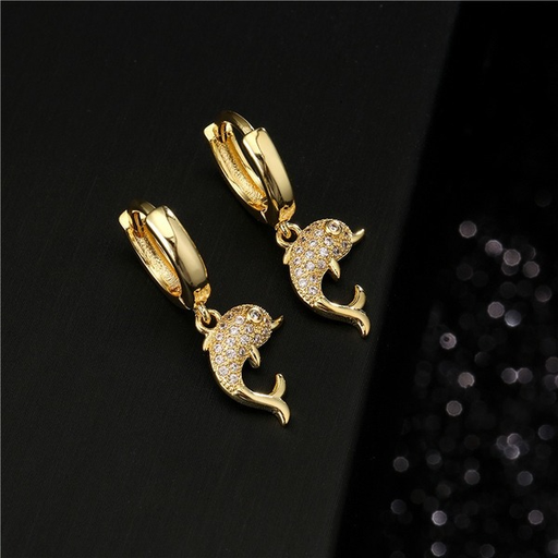 Bulk Jewelry Wholesale gold copper micro zircon Dolphin Earrings JDC-ES-ag019 Wholesale factory from China YIWU China