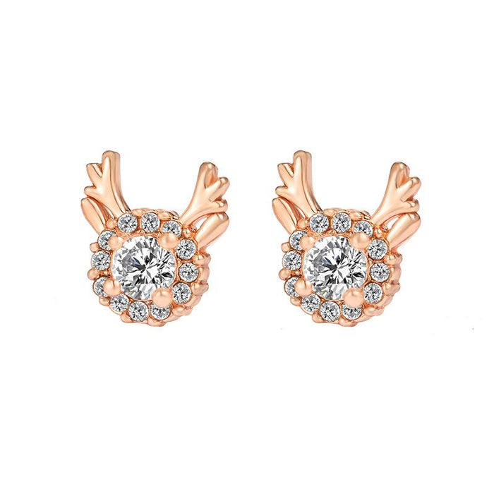 Wholesale gold copper moose earrings JDC-ES-D435 earrings JoyasDeChina 01 Rose Gold 2189 Wholesale Jewelry JoyasDeChina Joyas De China