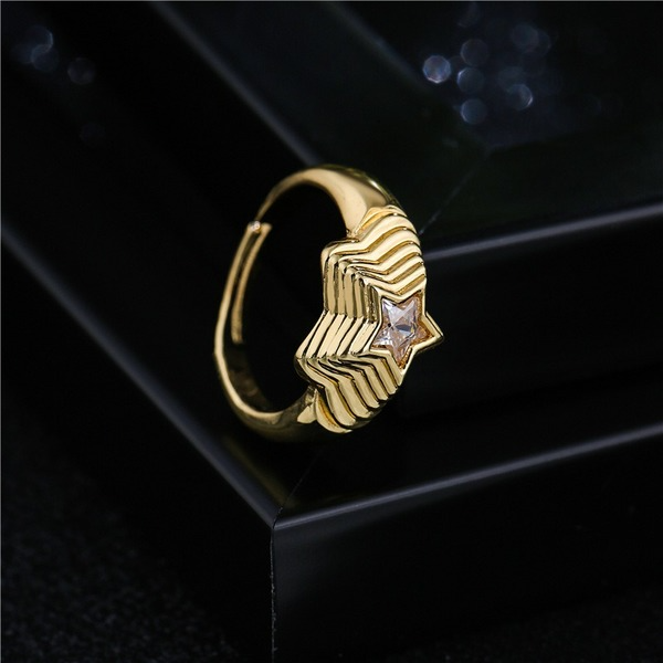 Bulk Jewelry Wholesale gold copper multilayer Pentagram zircon rings JDC-RS-ag137 Wholesale factory from China YIWU China