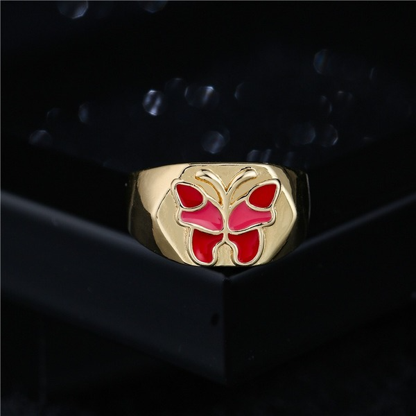 Bulk Jewelry Wholesale gold copper oil dripping Butterfly Rings JDC-RS-ag135 Wholesale factory from China YIWU China