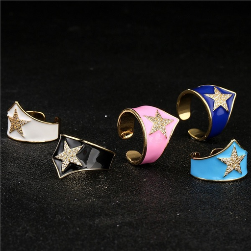 Bulk Jewelry Wholesale gold copper oil five pointed star rings JDC-RS-ag119 Wholesale factory from China YIWU China