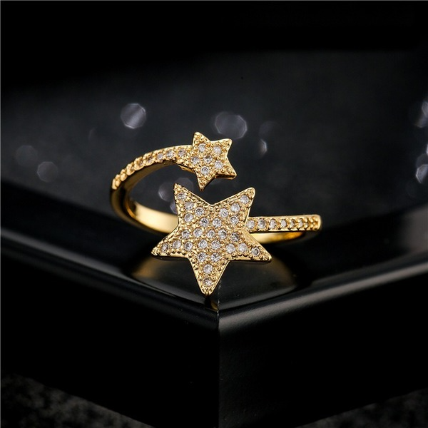 Bulk Jewelry Wholesale gold copper open double five-pointed star shape rings JDC-RS-ag122 Wholesale factory from China YIWU China