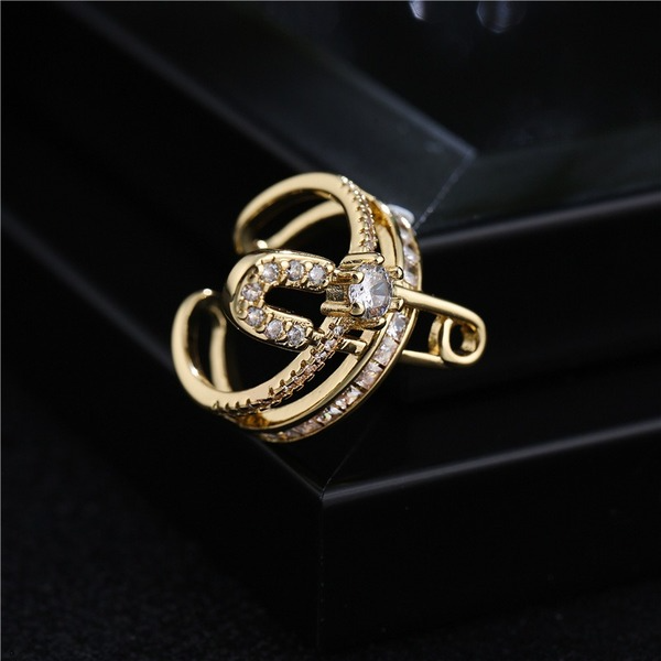 Bulk Jewelry Wholesale gold copper paper clip rings JDC-RS-ag125 Wholesale factory from China YIWU China