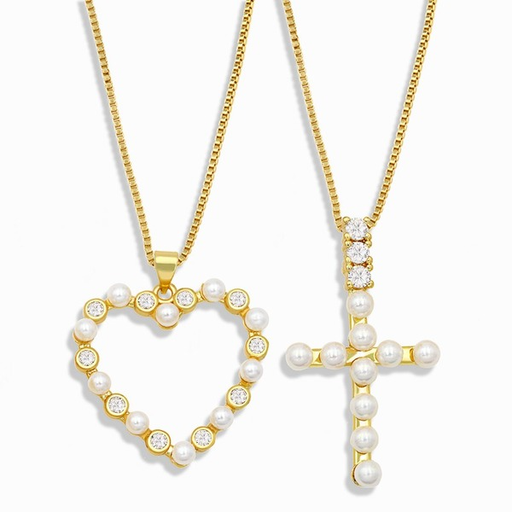 Bulk Jewelry Wholesale gold copper pearl Love Cross Necklaces JDC-NE-AS270 Wholesale factory from China YIWU China