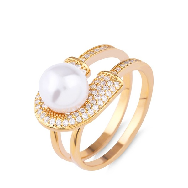 Bulk Jewelry Wholesale gold copper pearl Rings JDC-RS-AS178 Wholesale factory from China YIWU China
